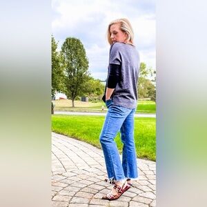 NWOT LOFT Merino Wool Color Contrast Sweater